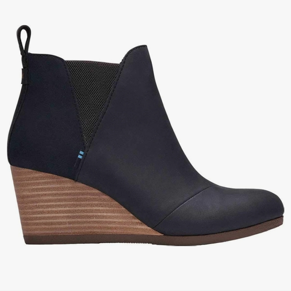 TOMS Black Wedge Ankle Boots